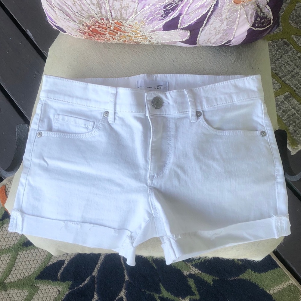LOFT White Denim Shorts Size 0